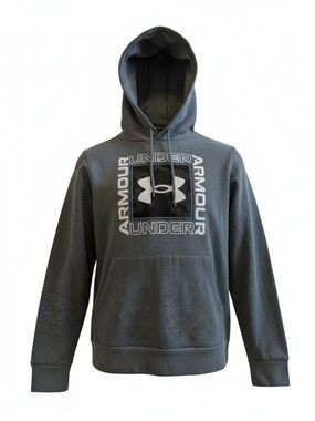 Boy's Under Armour Charcoal Gray Logo Pullover Hoodie Active Wear